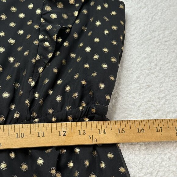 Banana Republic Women's Metallic Polka Dot Fit Flare Dress Size S Black Gold - Picture 6 of 10